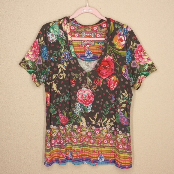 Johnny Was Tops - Johnny Was Floral Shirt Bamboo Blend Size Large